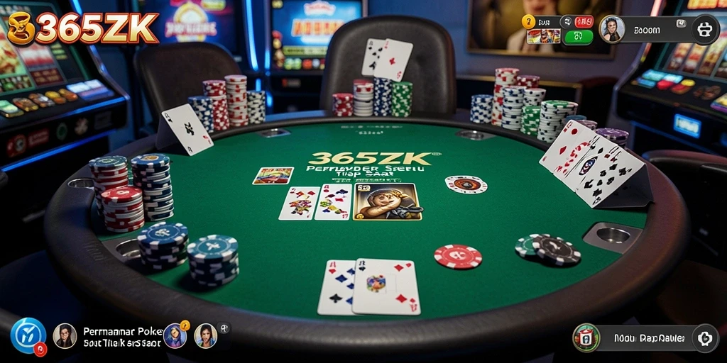 Tampilan antarmuka permainan Poker di 365ZK yang memukau.