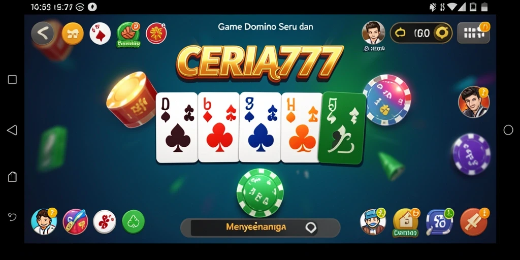 Screenshot CERIA777 menampilkan gameplay Domino yang seru dan interaktif.