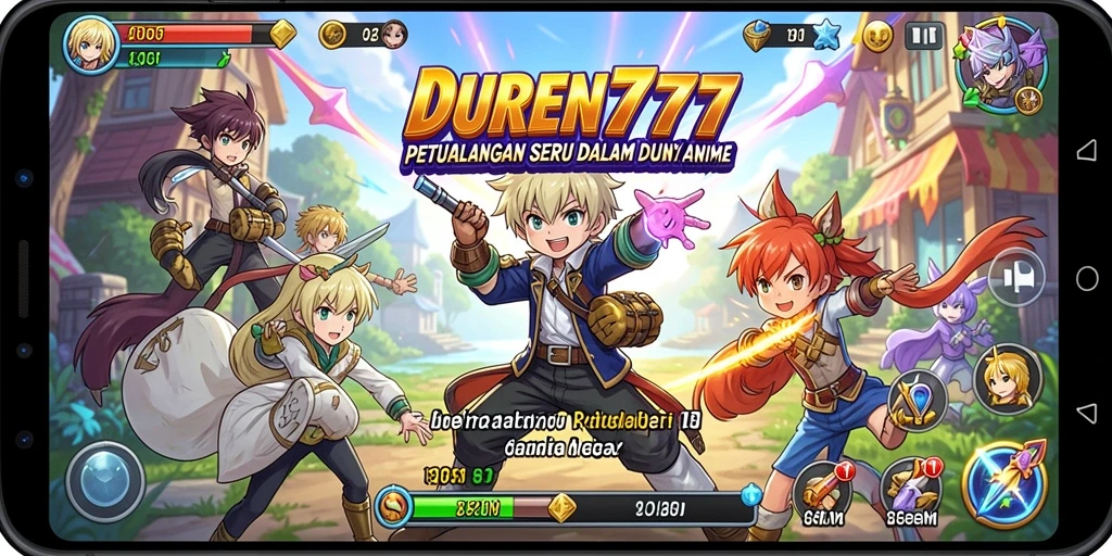 Tangkapan layar DUREN777 menampilkan aksi karakter dalam dunia anime.