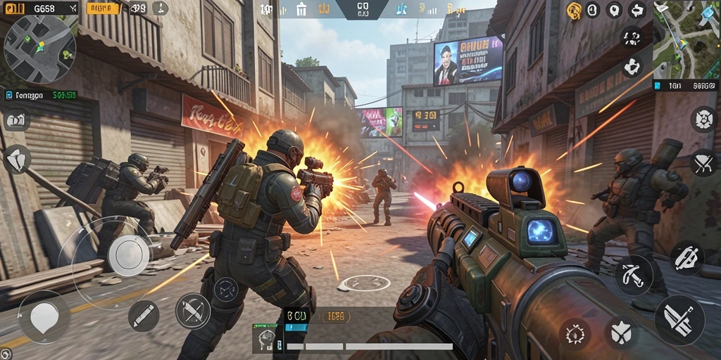 Gameplay mendebarkan G668 dengan aksi tembak-menembak yang intens.