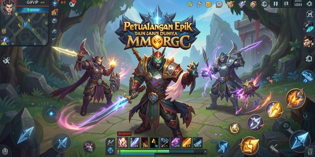 Tangkapan layar menampilkan aksi epik dalam gameplay G9VIP MMORPG.