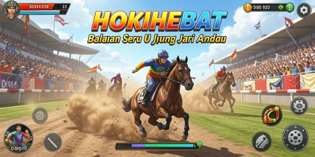 Screenshot HOKIHEBAT dengan aksi balapan yang menegangkan.