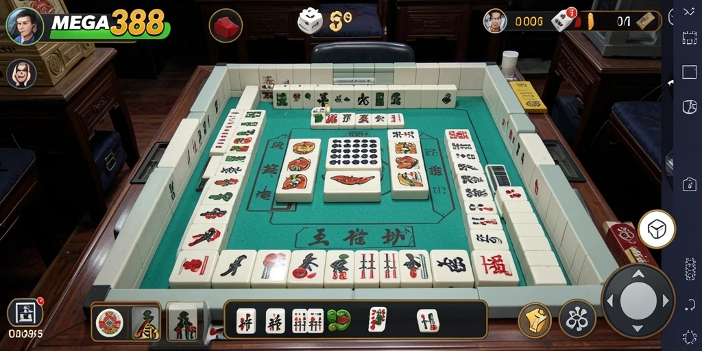 Screenshot gameplay MEGA388 yang menampilkan aksi Mahjong seru.