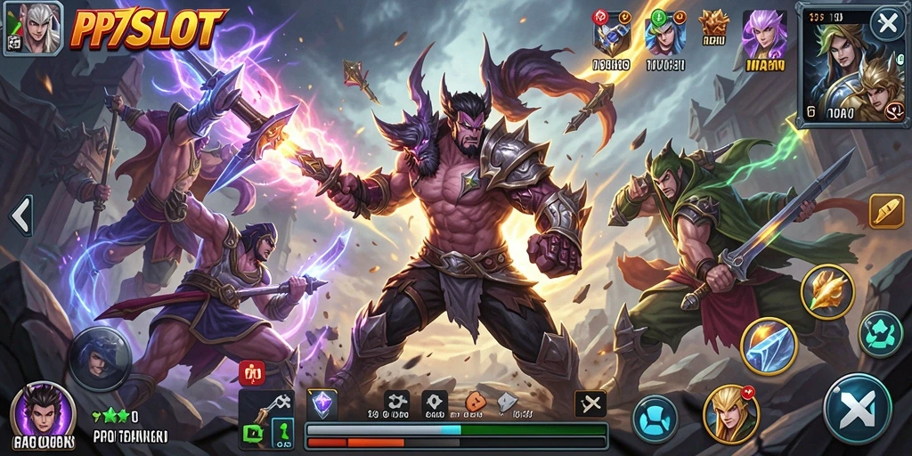 Tampilan gameplay PP7SLOT dengan aksi pertarungan yang mendebarkan.
