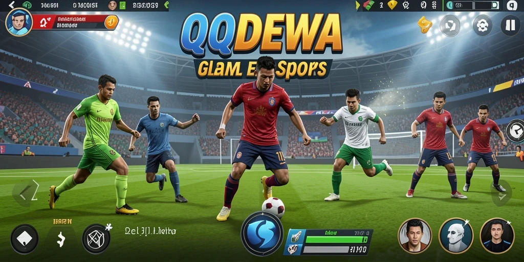 Screenshot menunjukkan aksi seru gameplay olahraga di QQDEWA.