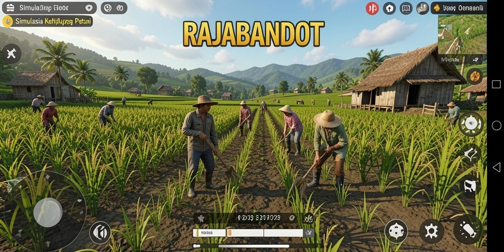 Tangkapan layar RAJABANDOT menampilkan aktivitas seru dalam kehidupan pertanian.