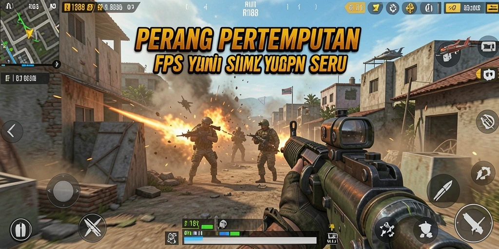 Tangkapan layar menunjukkan aksi mendebarkan dalam gameplay FPS RI188.