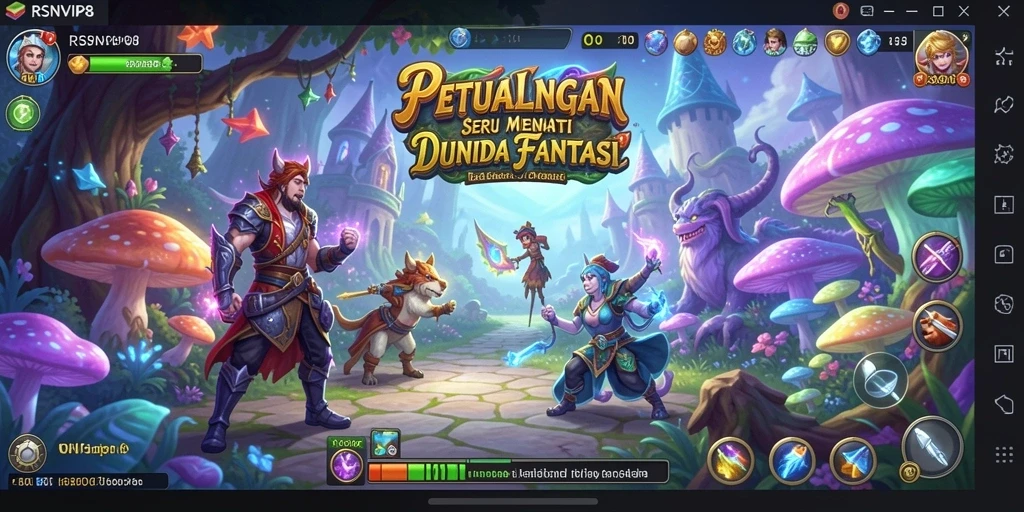 Tangkapan layar gameplay RSNVIP8 menampilkan karakter menjelajahi dunia petualangan.