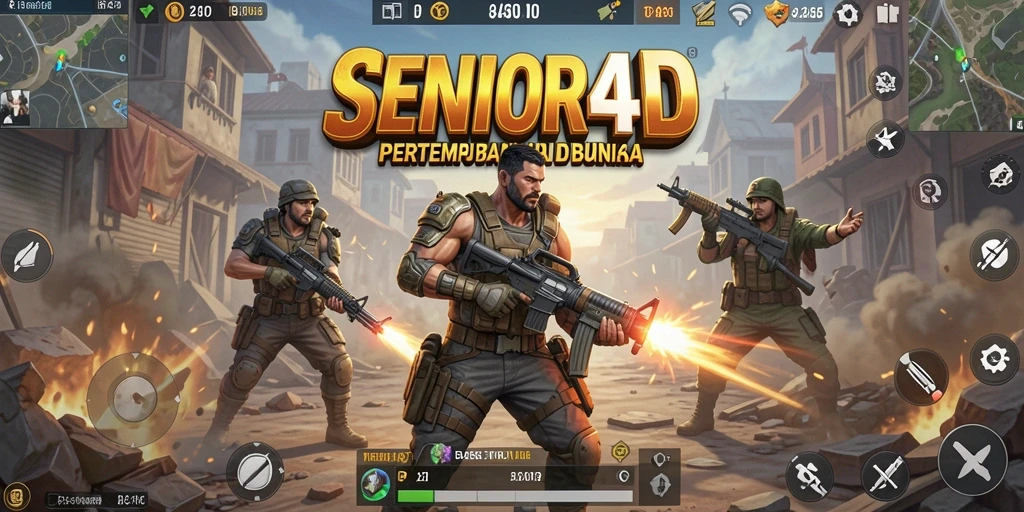 Screenshot gameplay SENIOR4D menampilkan aksi seru di medan perang Battle Royale.