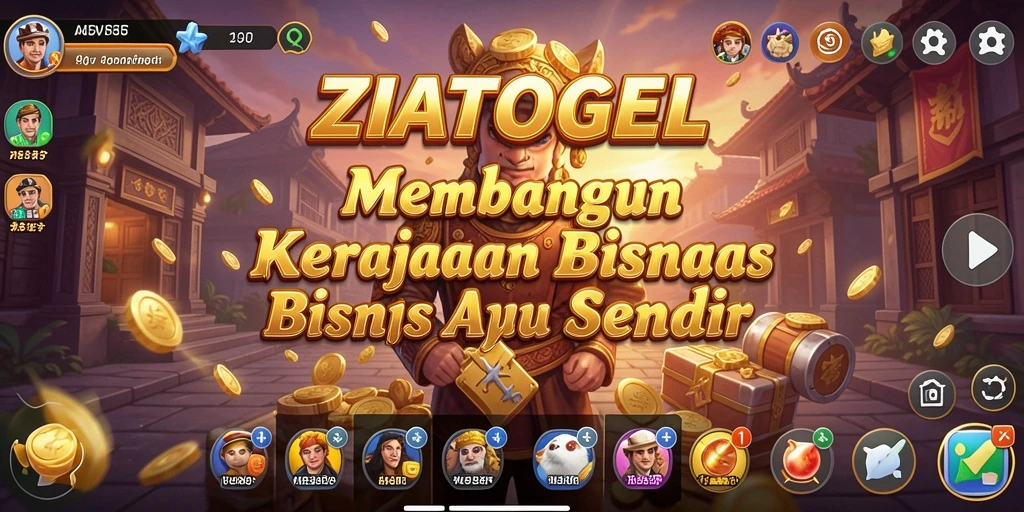 Tampilan gameplay ZIATOGEL yang menampilkan strategi bisnis yang mendebarkan.